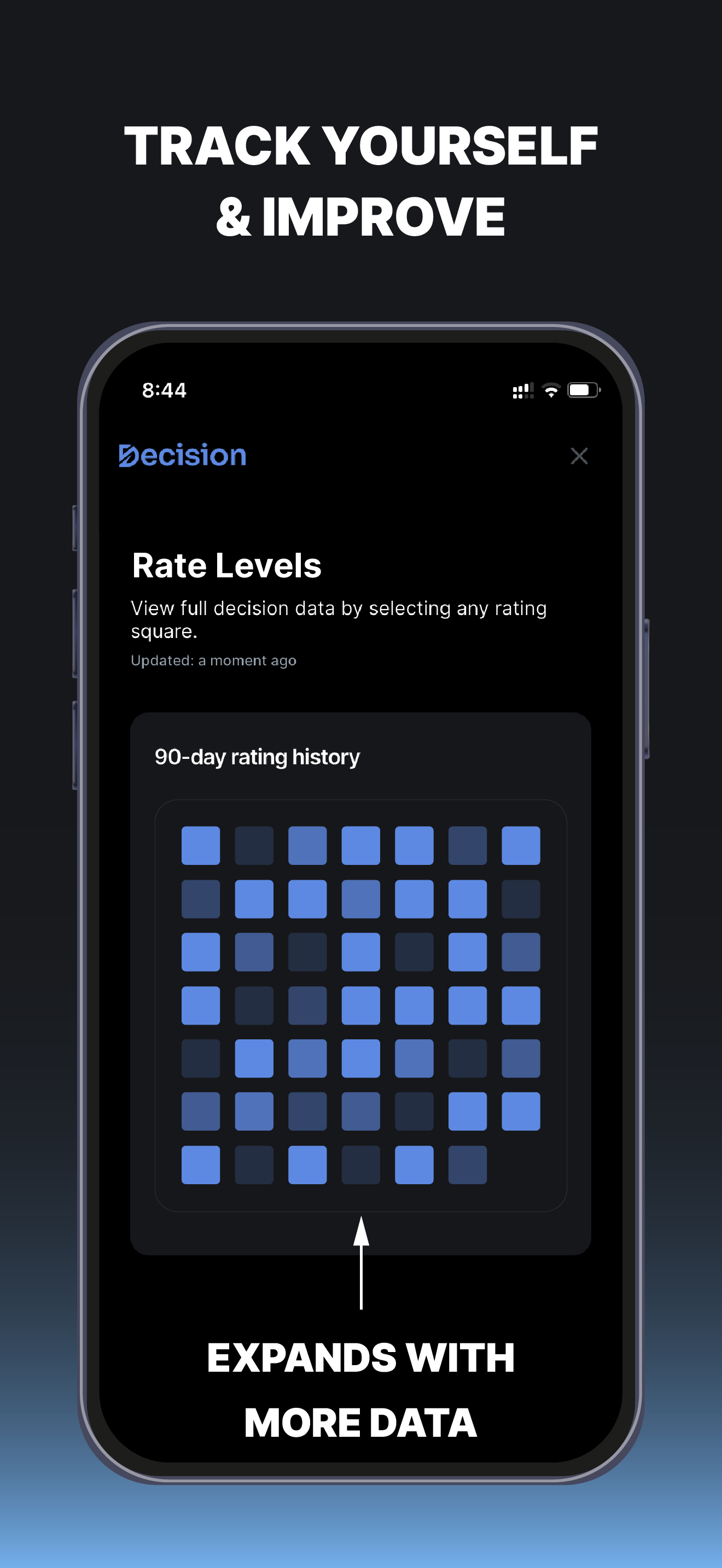 Decision IO App Store screenshot: Track yourself and improve